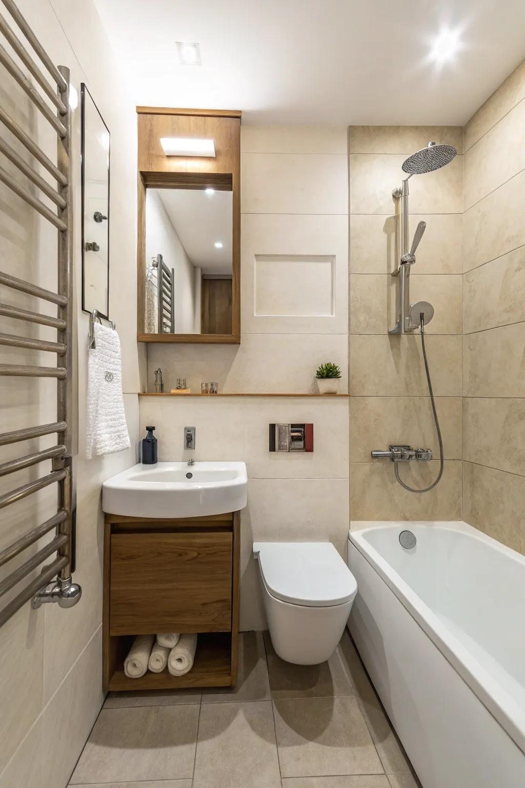 Minimalist fixtures enhance elegance while optimizing space.