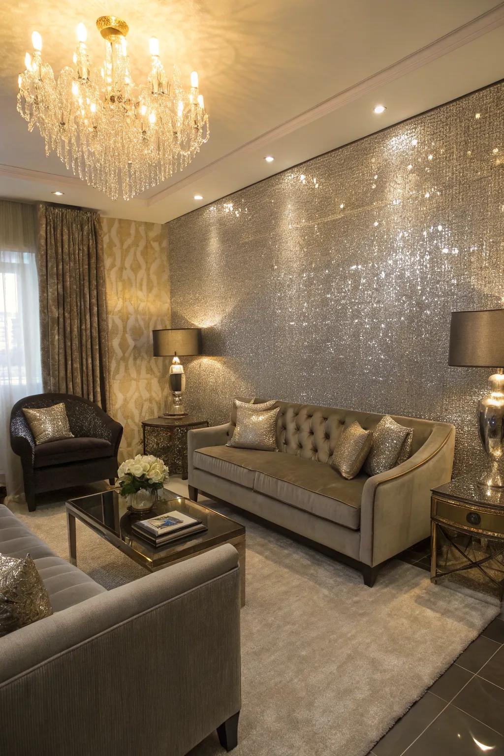 A snug parlor showcasing metallic accents for sparkle.