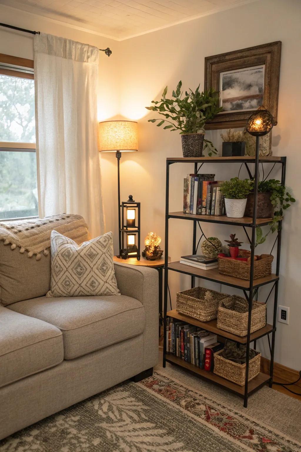 Multi-level furniture gives extra depth and visual diversity.