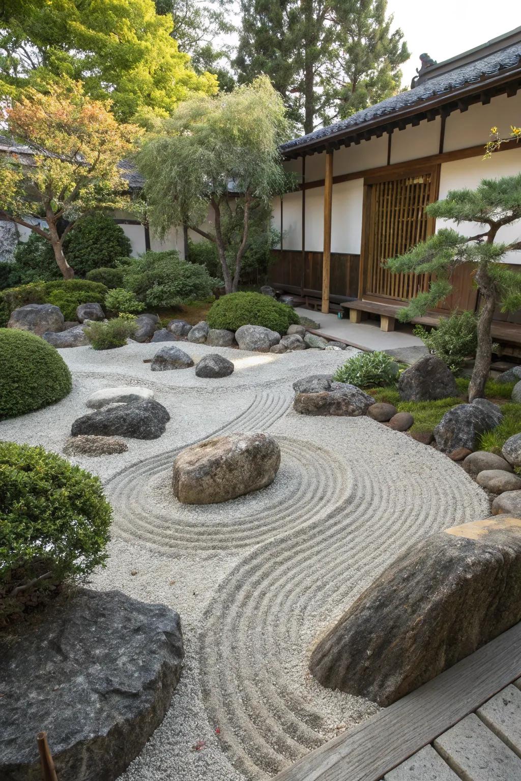 A calming dry garden offering a space for thought.