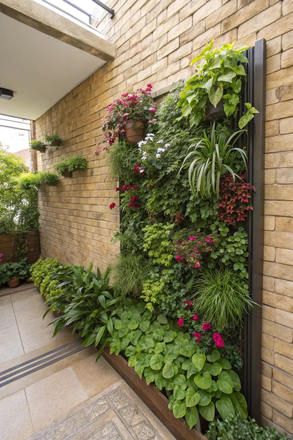 Wall gardens maximizing area and style.