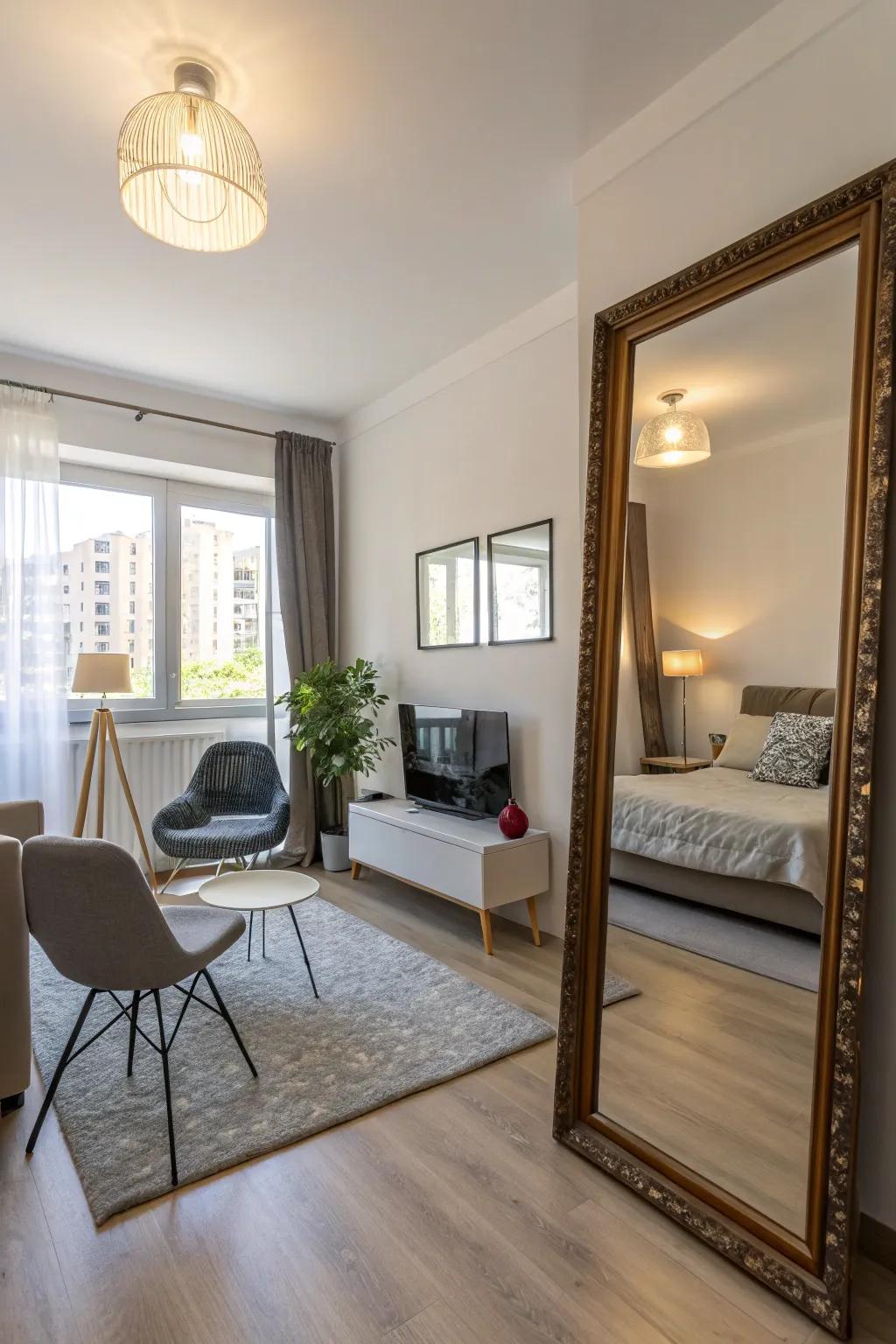 Mirrors enhance space.