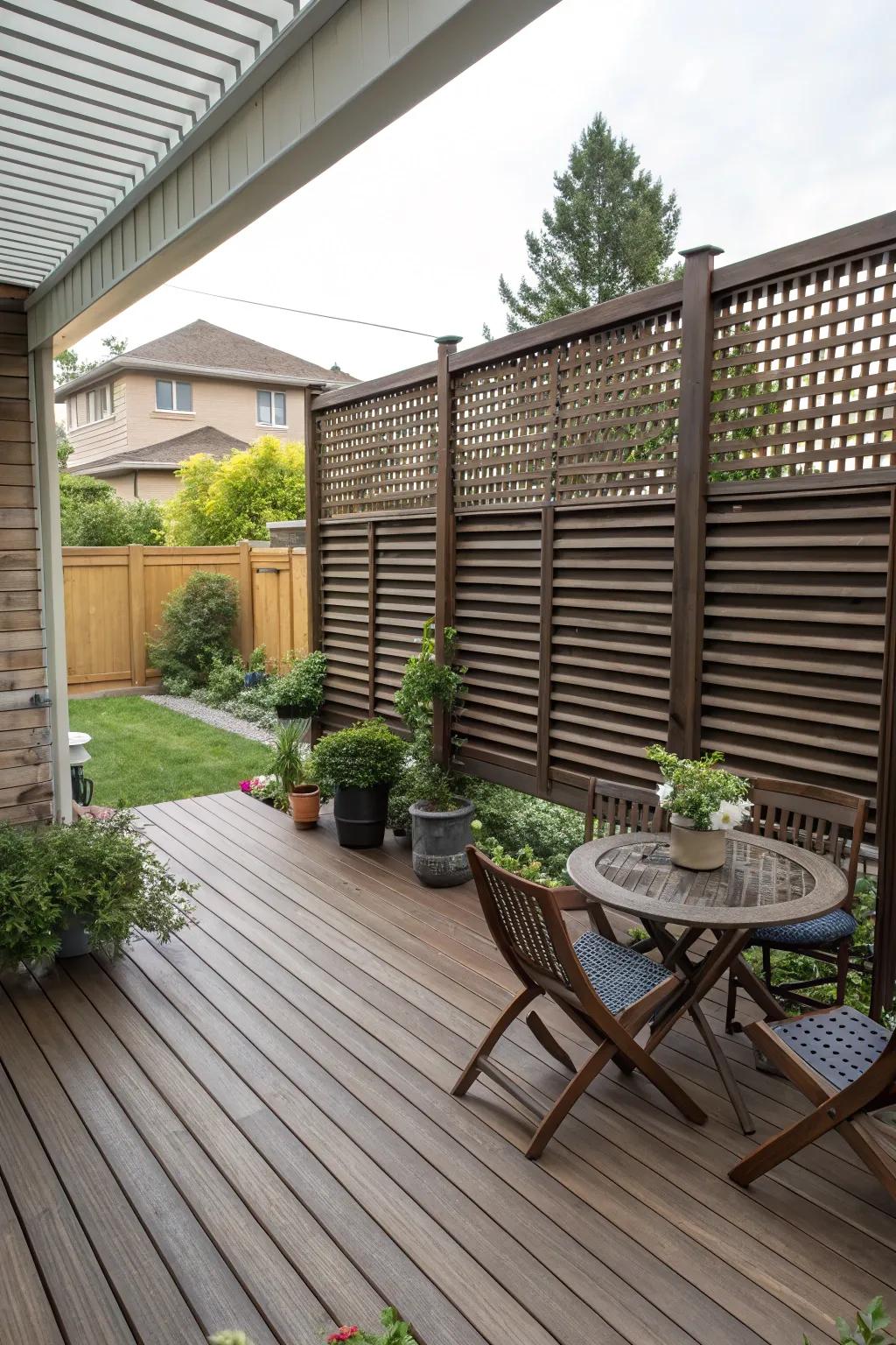 Close-able louvers delivering adjustable privacy and light management.