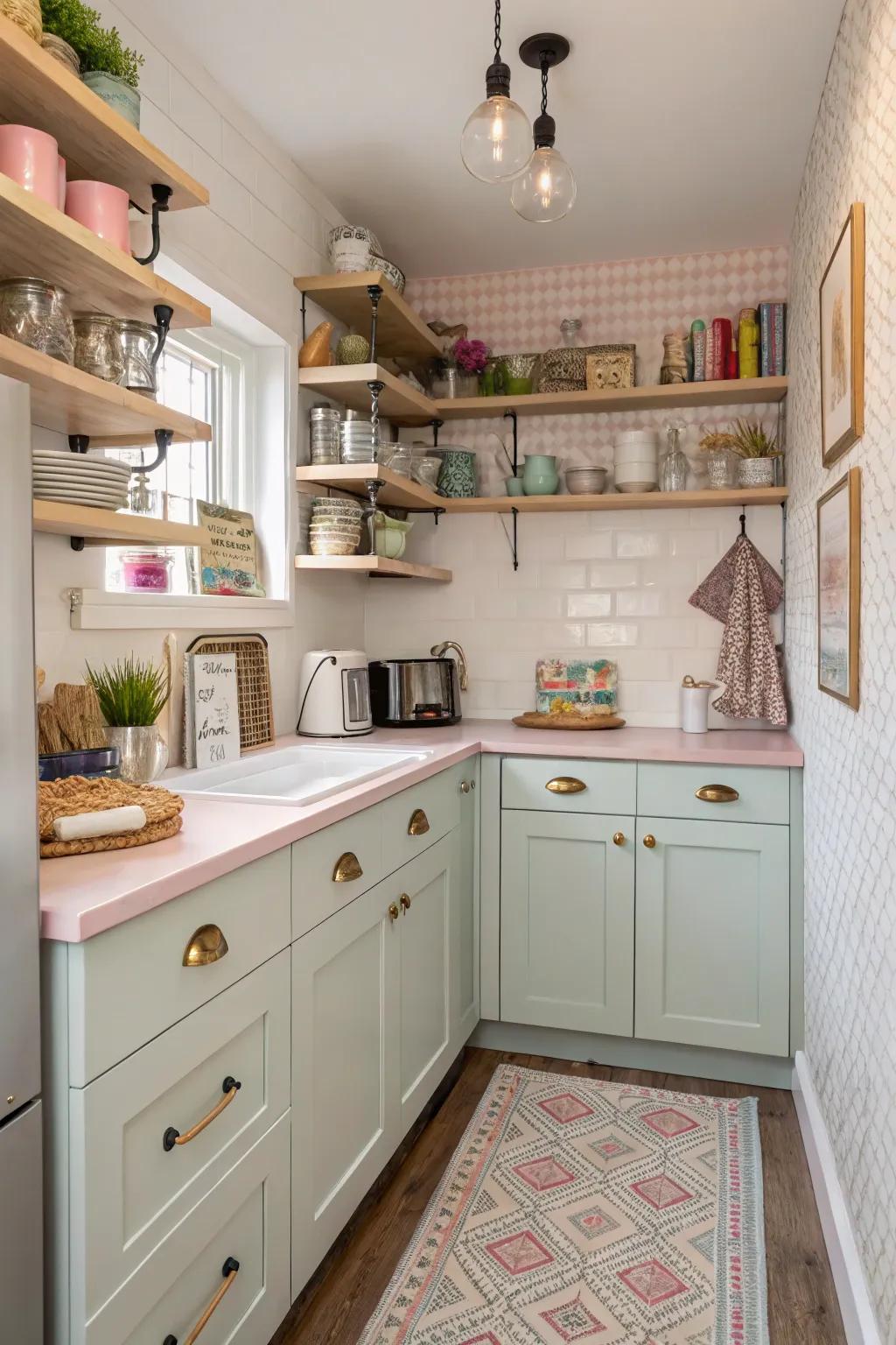 Nooks and crannies offer clever storage and decor solutions in small kitchens.