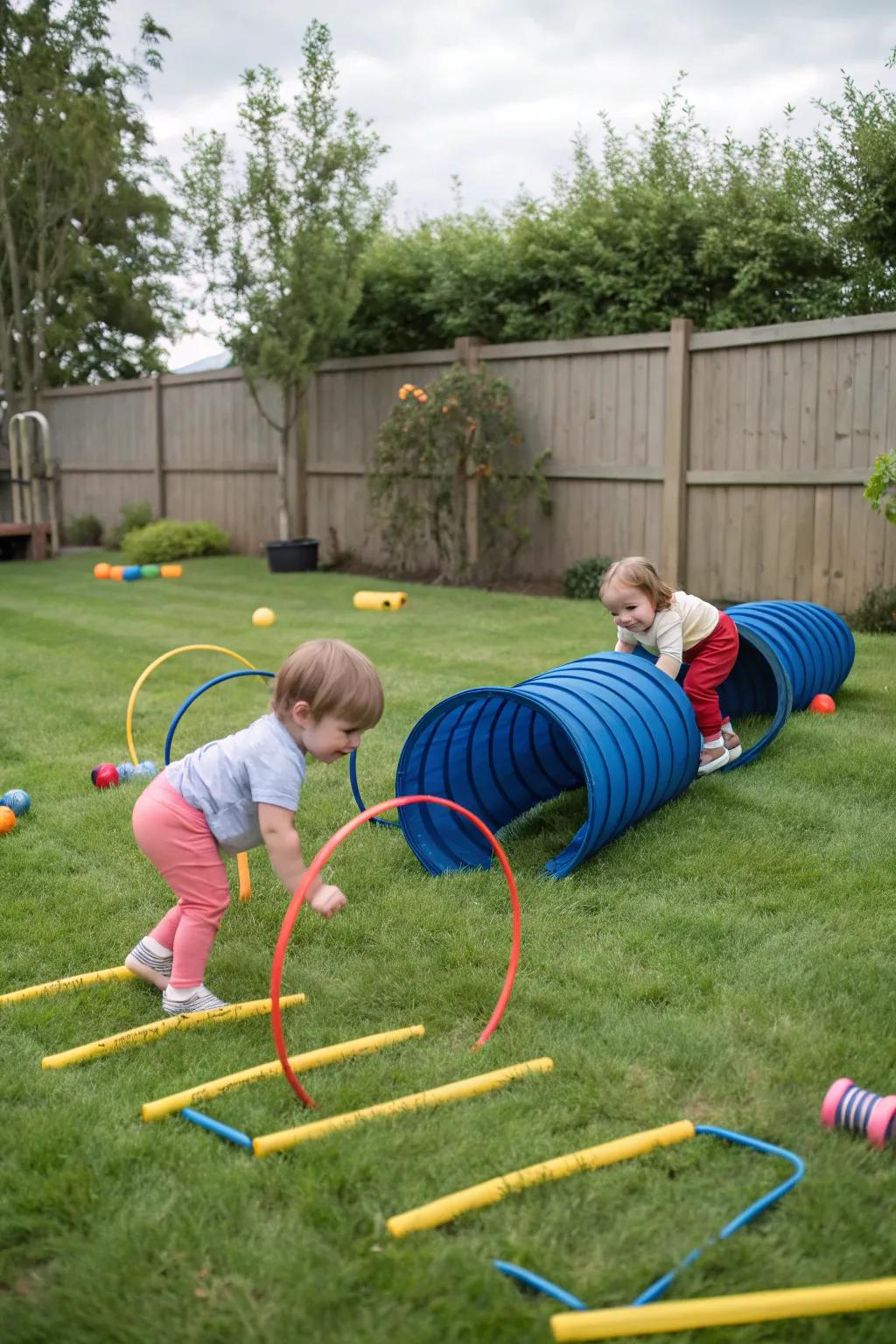 A mini obstacle course offering fun and achievement for toddlers.