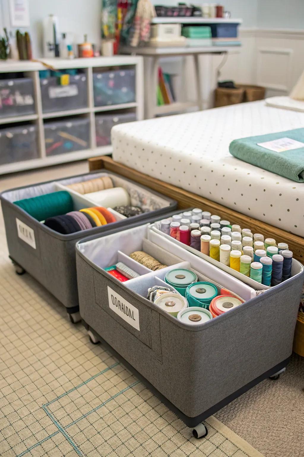 Sew with ease using a thoughtfully designed mobile sewing station.