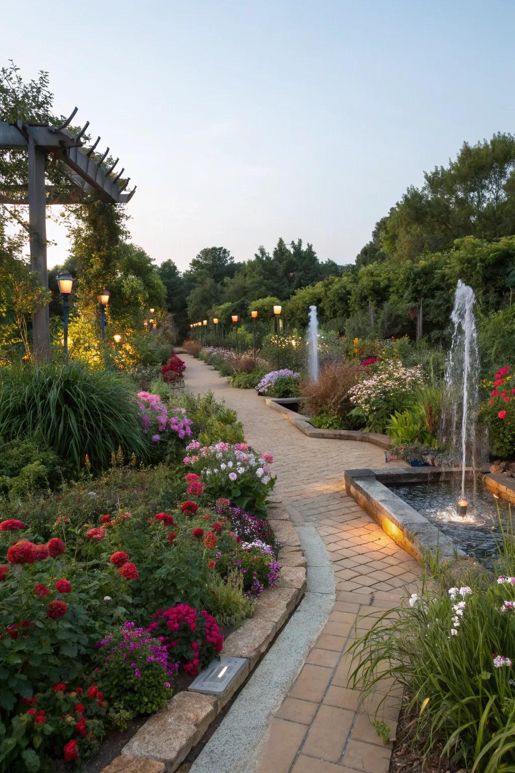 Dynamic paths invite exploration and create a multi-sensory garden experience.