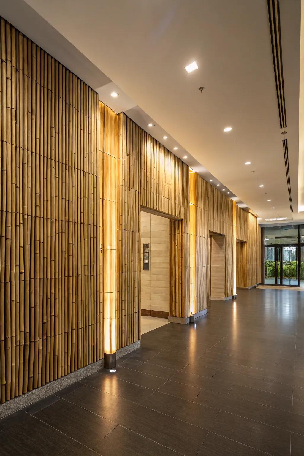 Bamboo panelling provides a sustainable and chic wall feature option.