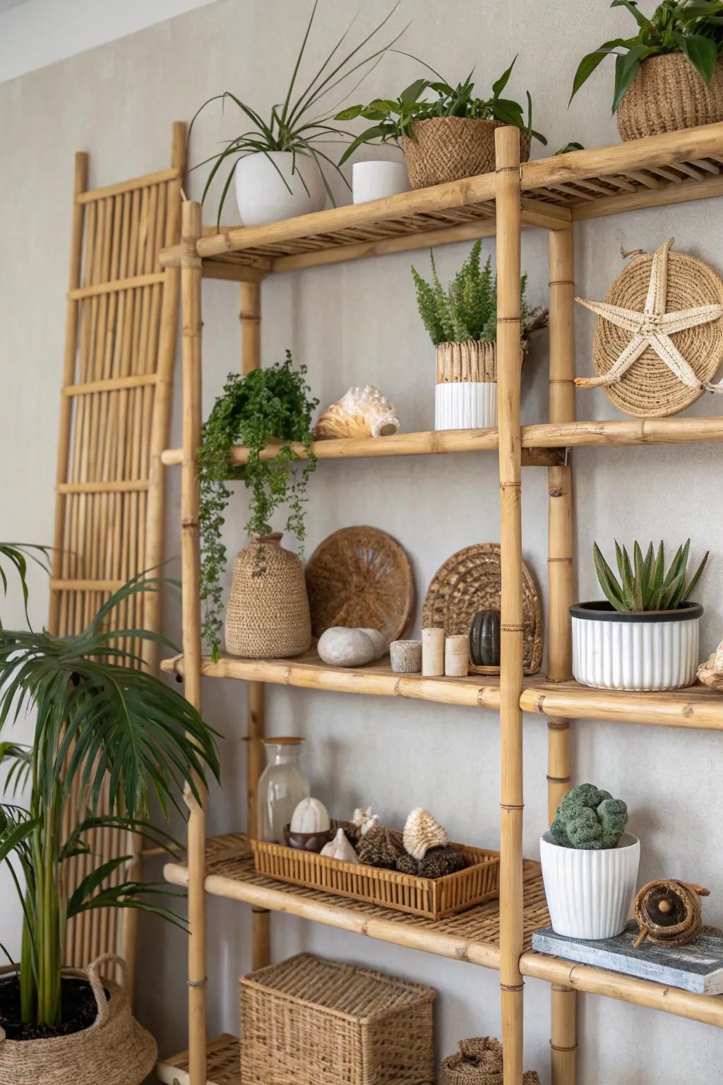 Embrace an earth-friendly look with bamboo shelves.