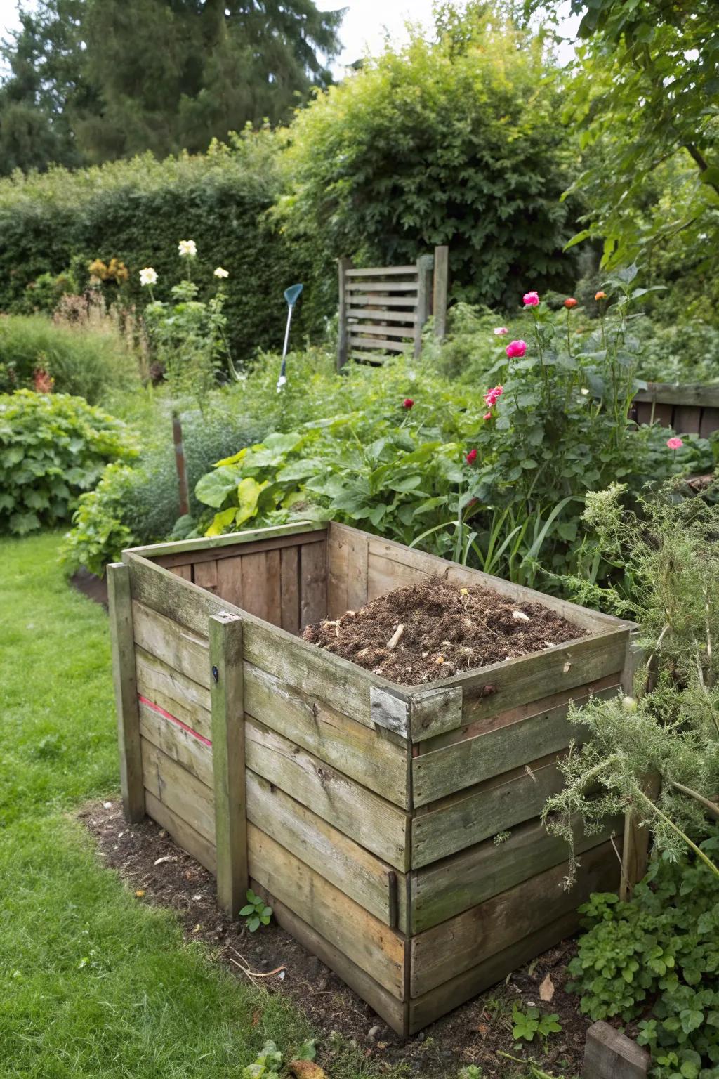 Transform waste into wealth with a timber compost bin.