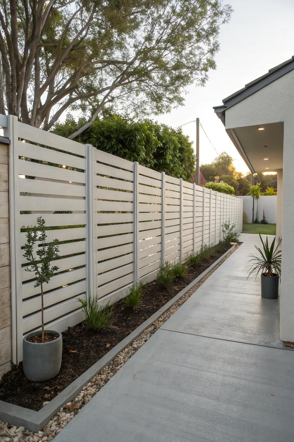 Achieve a modern feel with a broad strip barrier.