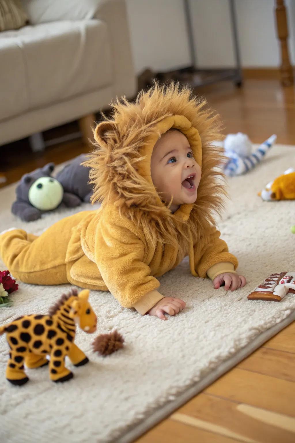 Roar into the Halloween festivities with this darling lion costume.