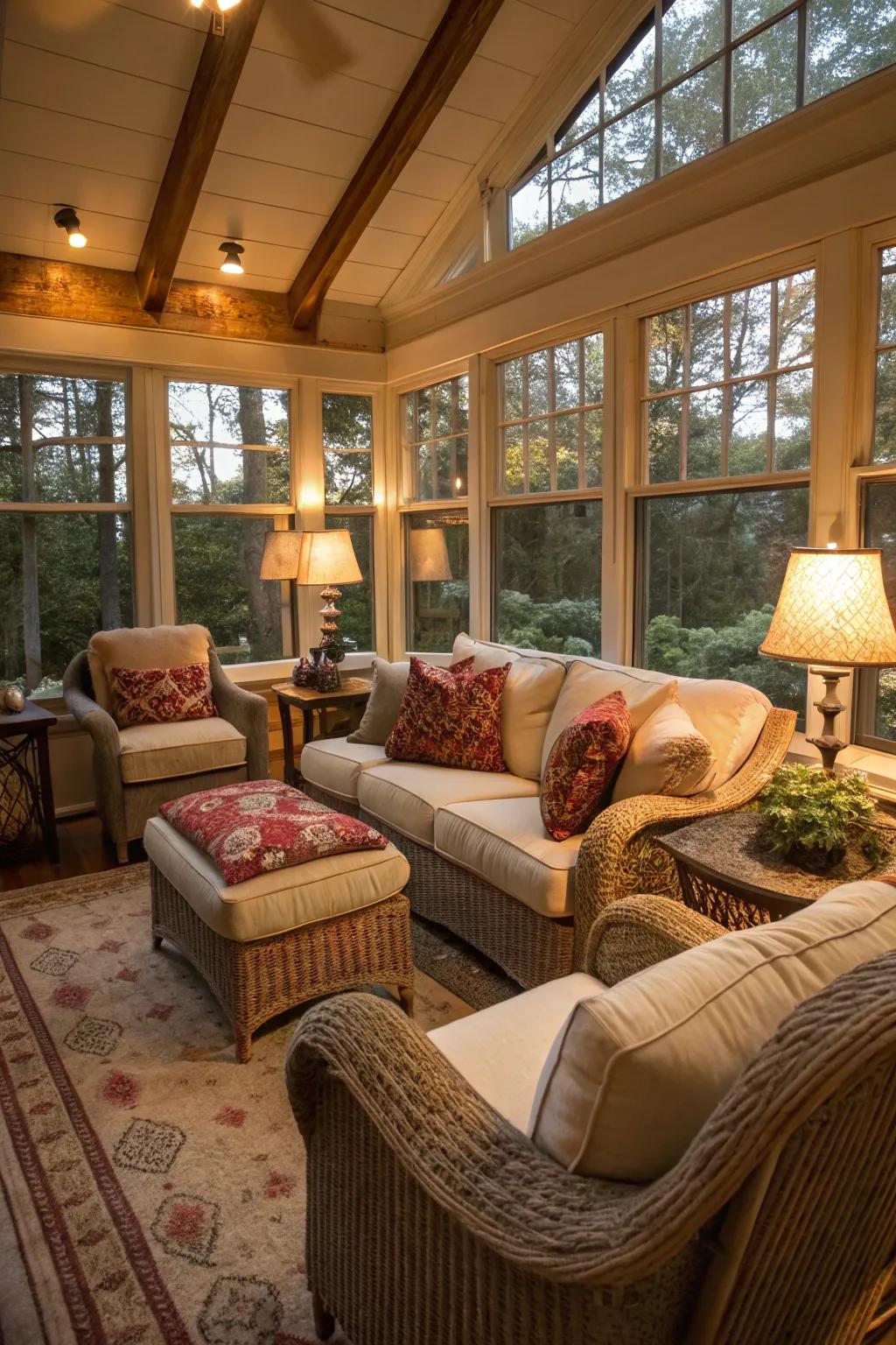 A welcoming seating arrangement ideal for relaxation and social interactions.