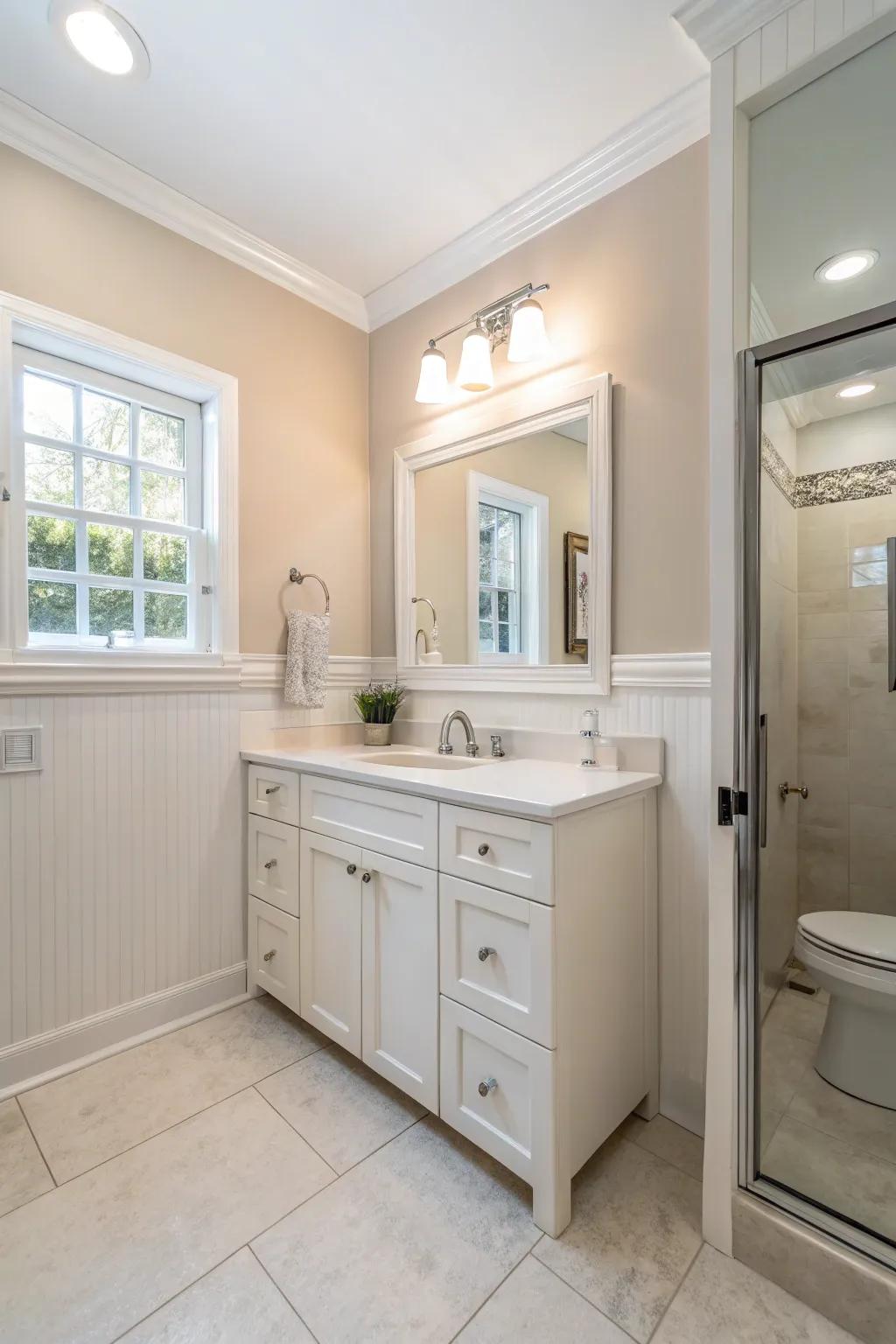 Subtle tones can cause small areas to feel wide and airy.