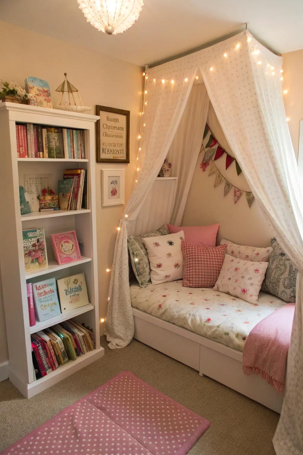 An inviting reading corner encourages young readers to discover captivating stories.