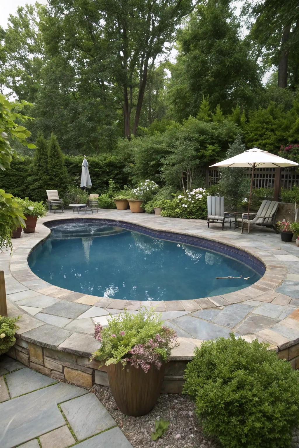 Stone trim merges seamlessly with the outdoor environment.