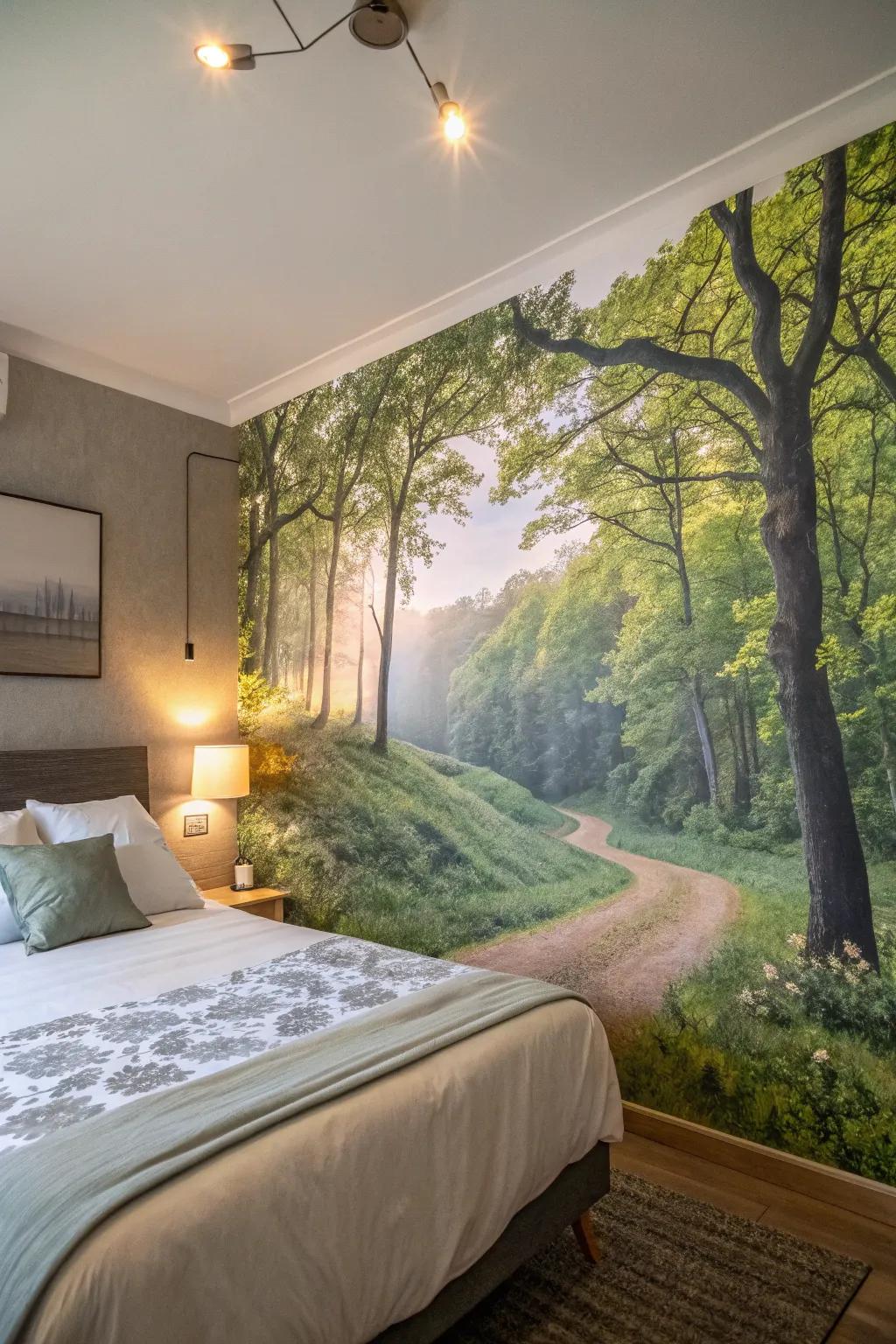 Cultivate a serene atmosphere with nature-inspired murals.