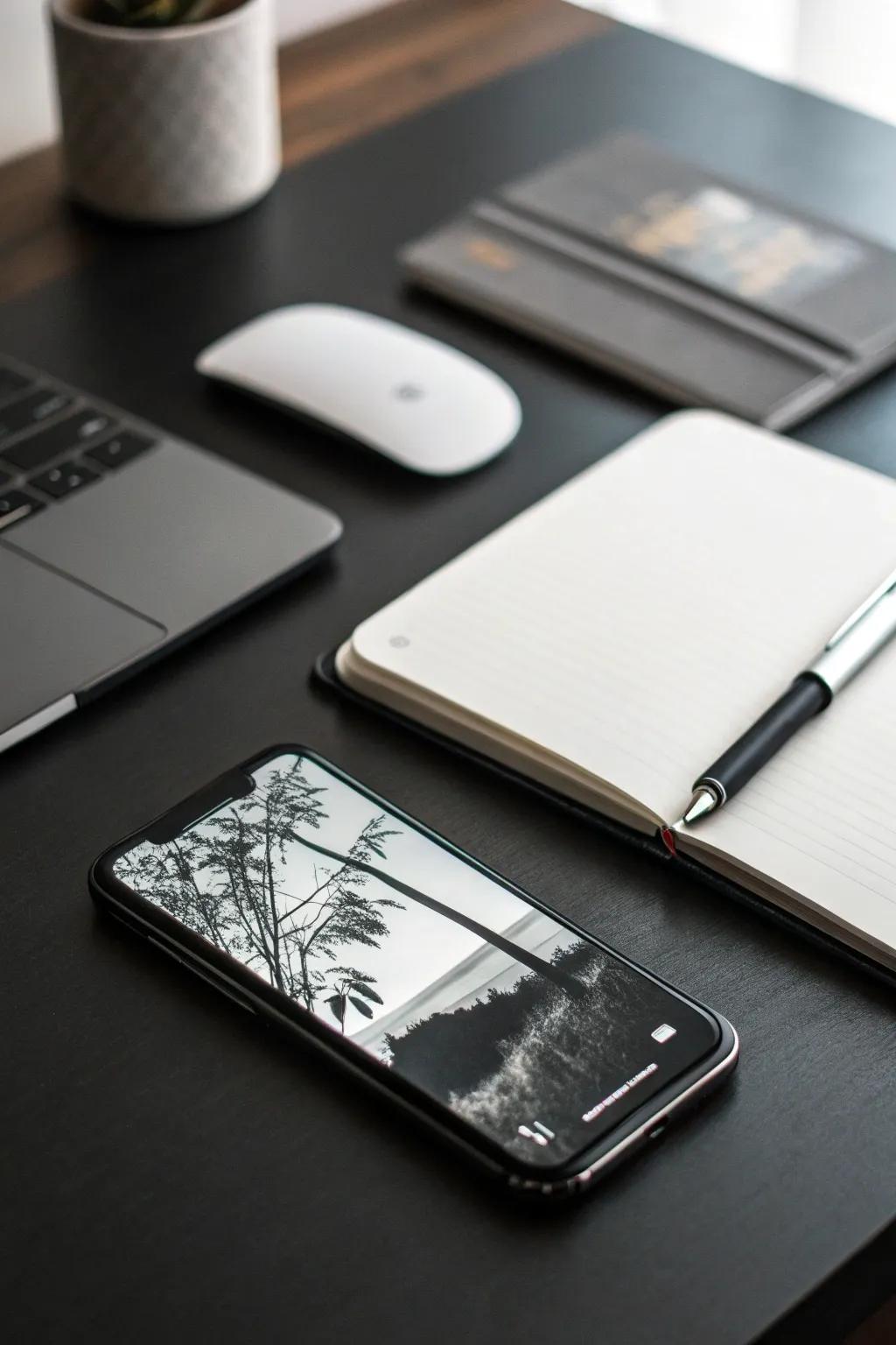 Achieve minimalist elegance with a monochromatic home screen.