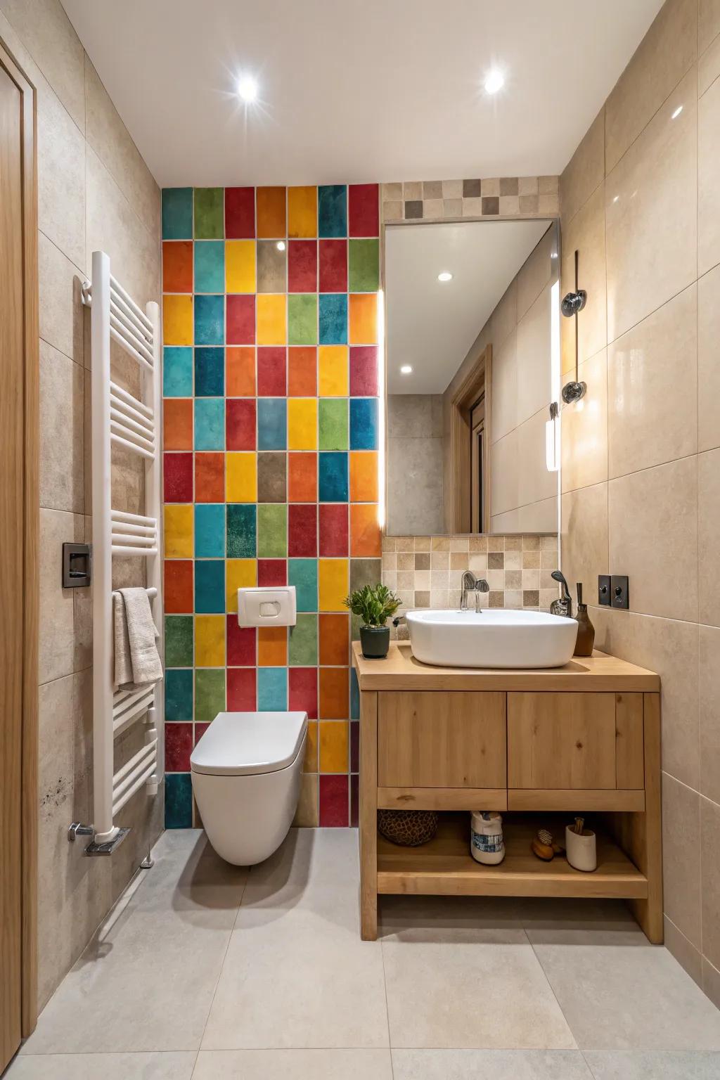 A focal wall can transform your bathroom into an artistic haven.