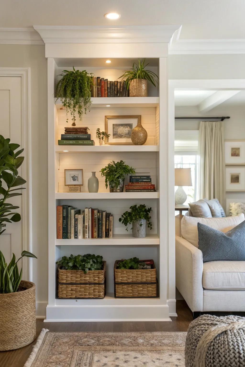 Attain equilibrium with balanced alcove shelving.