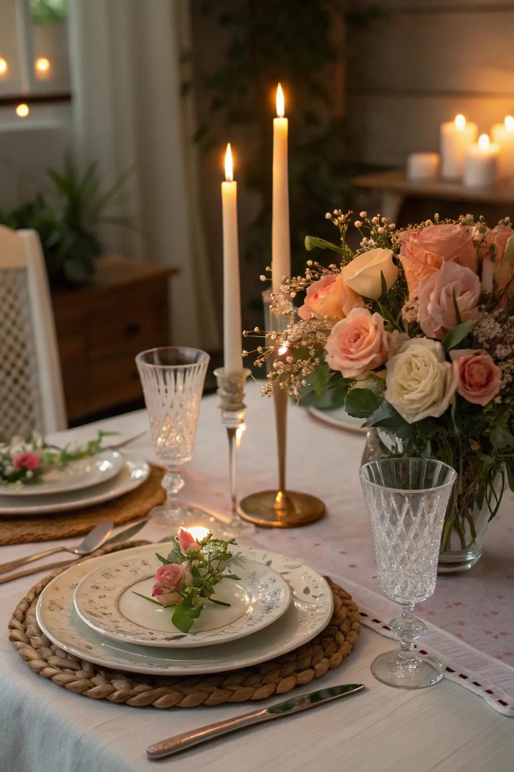 Create an intimate ambiance with a candlelit dinner.