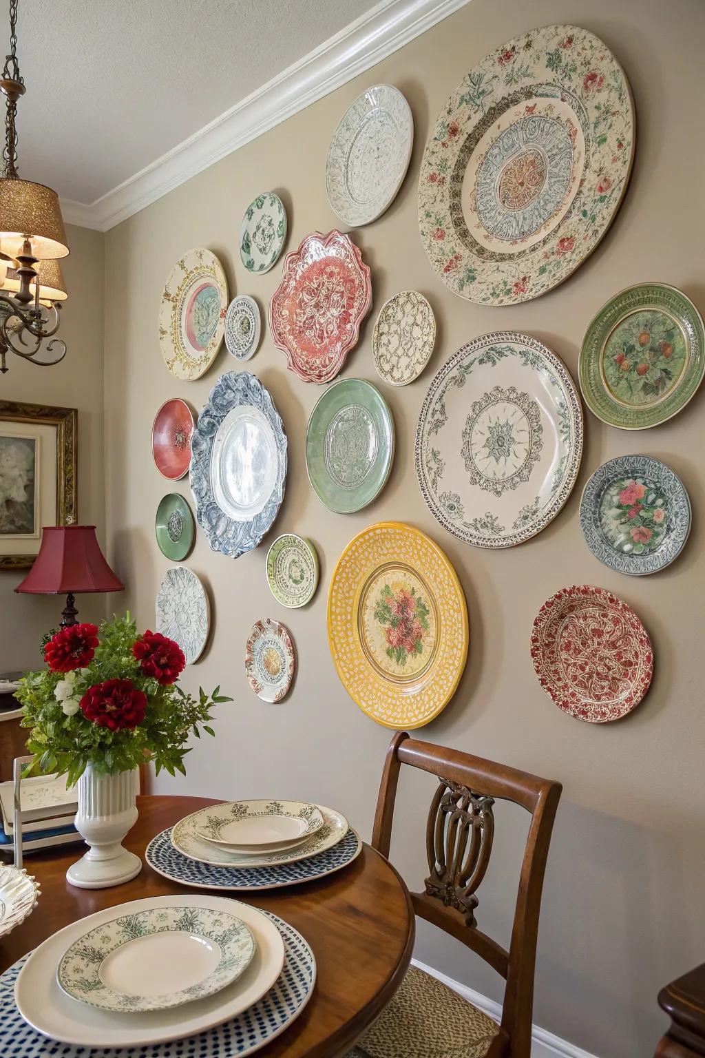 Old-fashioned ornamental dishes add beauty to any eating space.