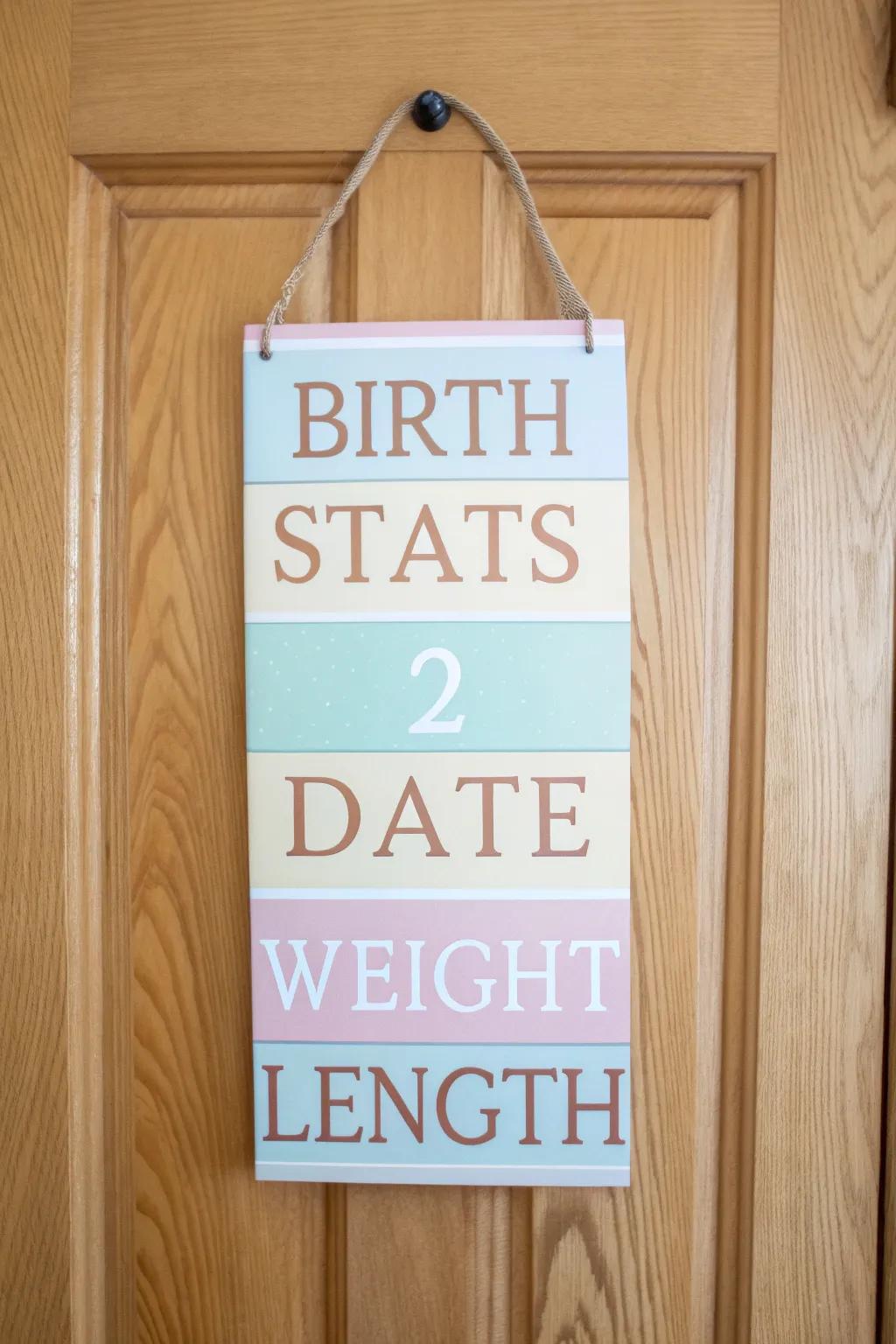A detailed newborn chronicle board capturing the special details of a newborn's arrival.