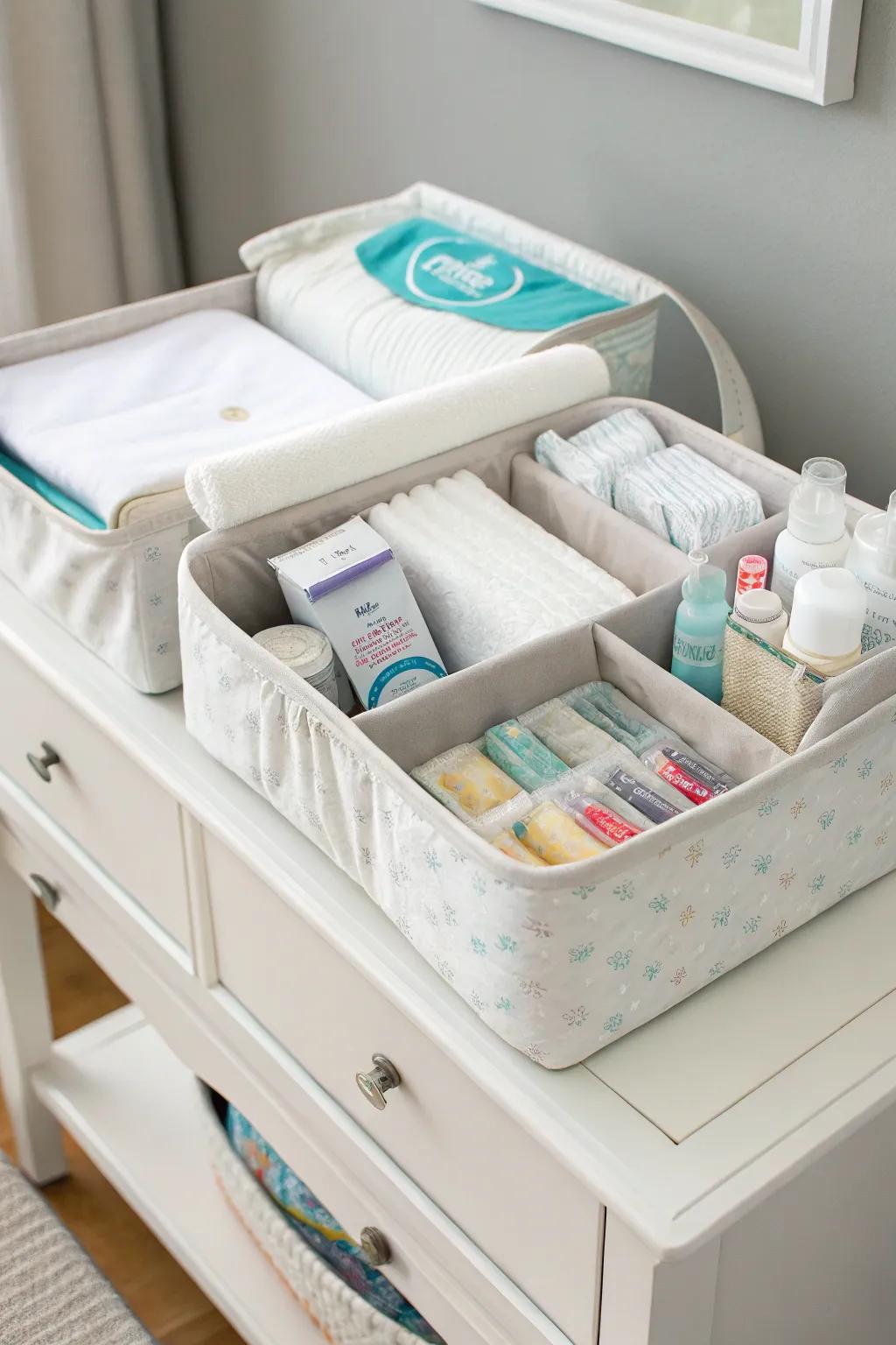 A nappy station that is both practical and well-organized.