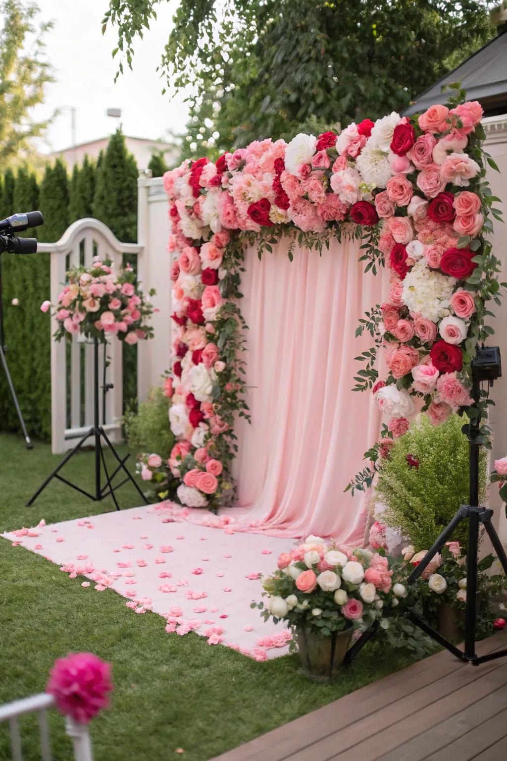 A gorgeous flower background at a baby shower, perfect for capturing memories.