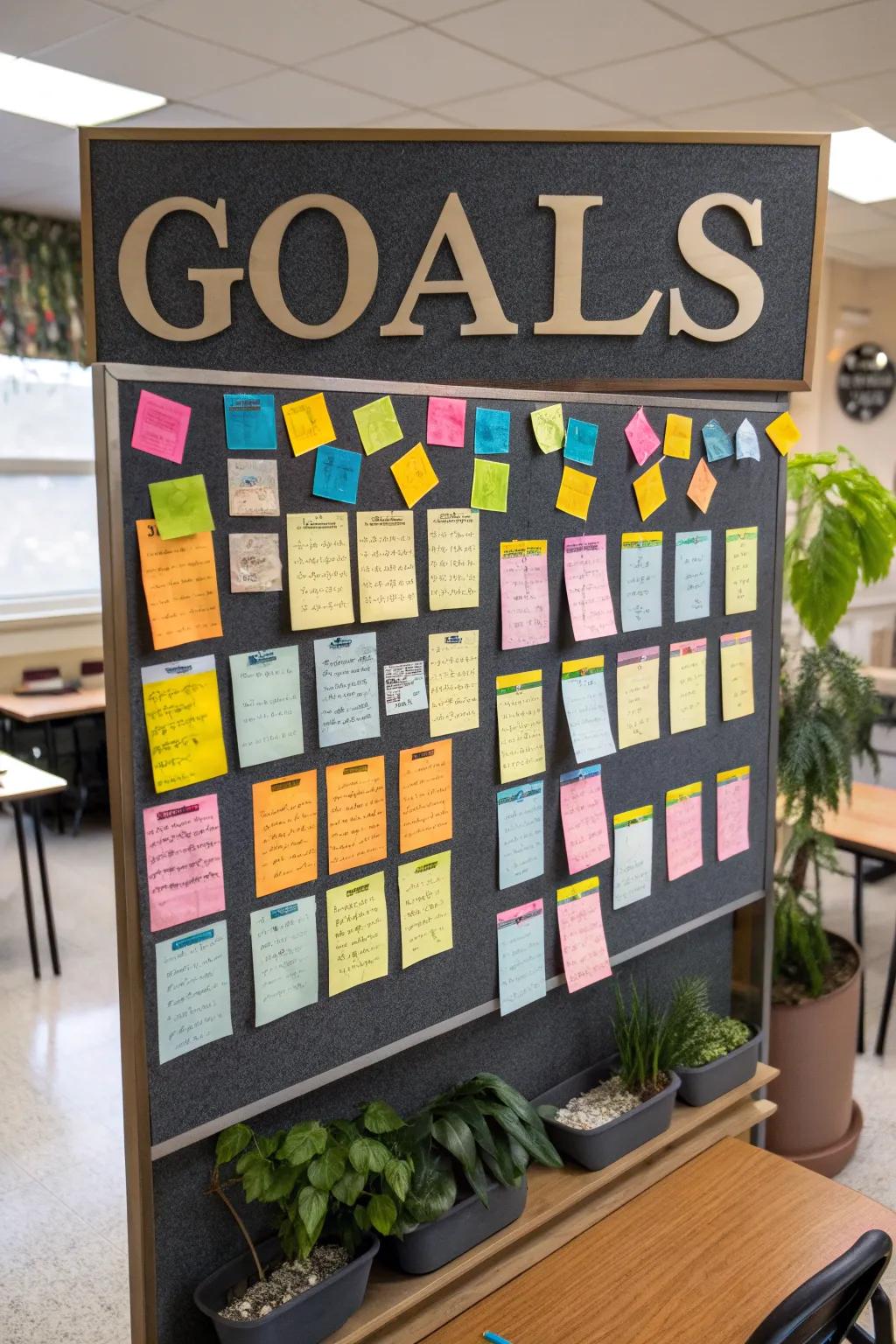 An interactive bulletin board that inspires students to set and achieve goals.