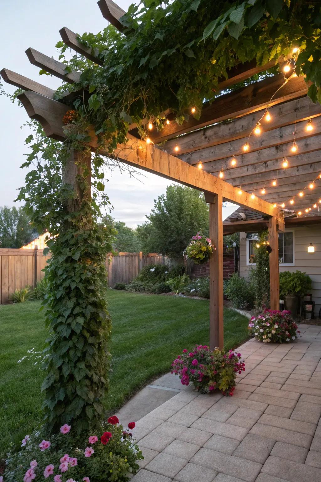 Design a captivating hideaway with an arbor awning.