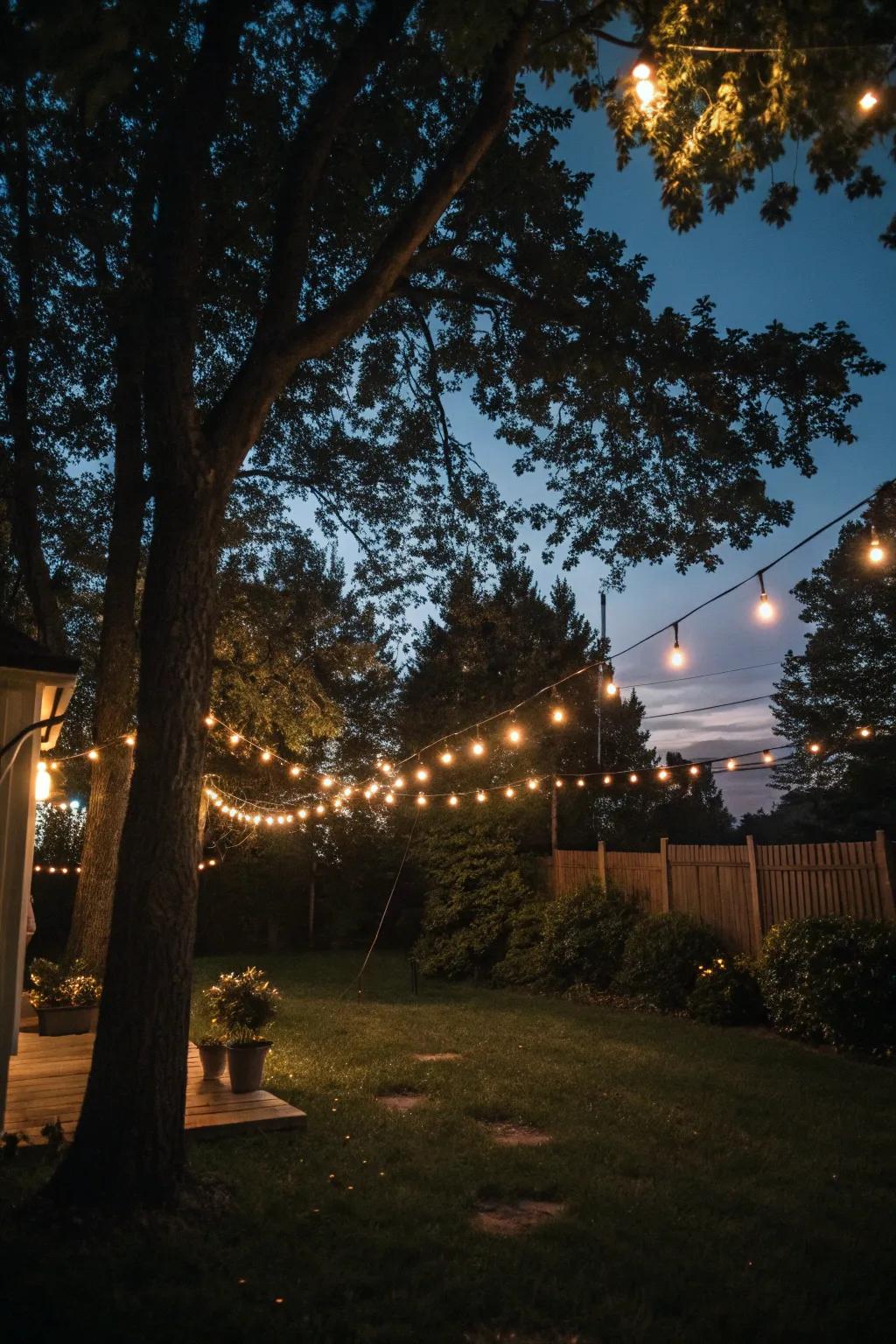 Hanging lights contribute a snug yet spooky touch to your Halloween ornamentation.