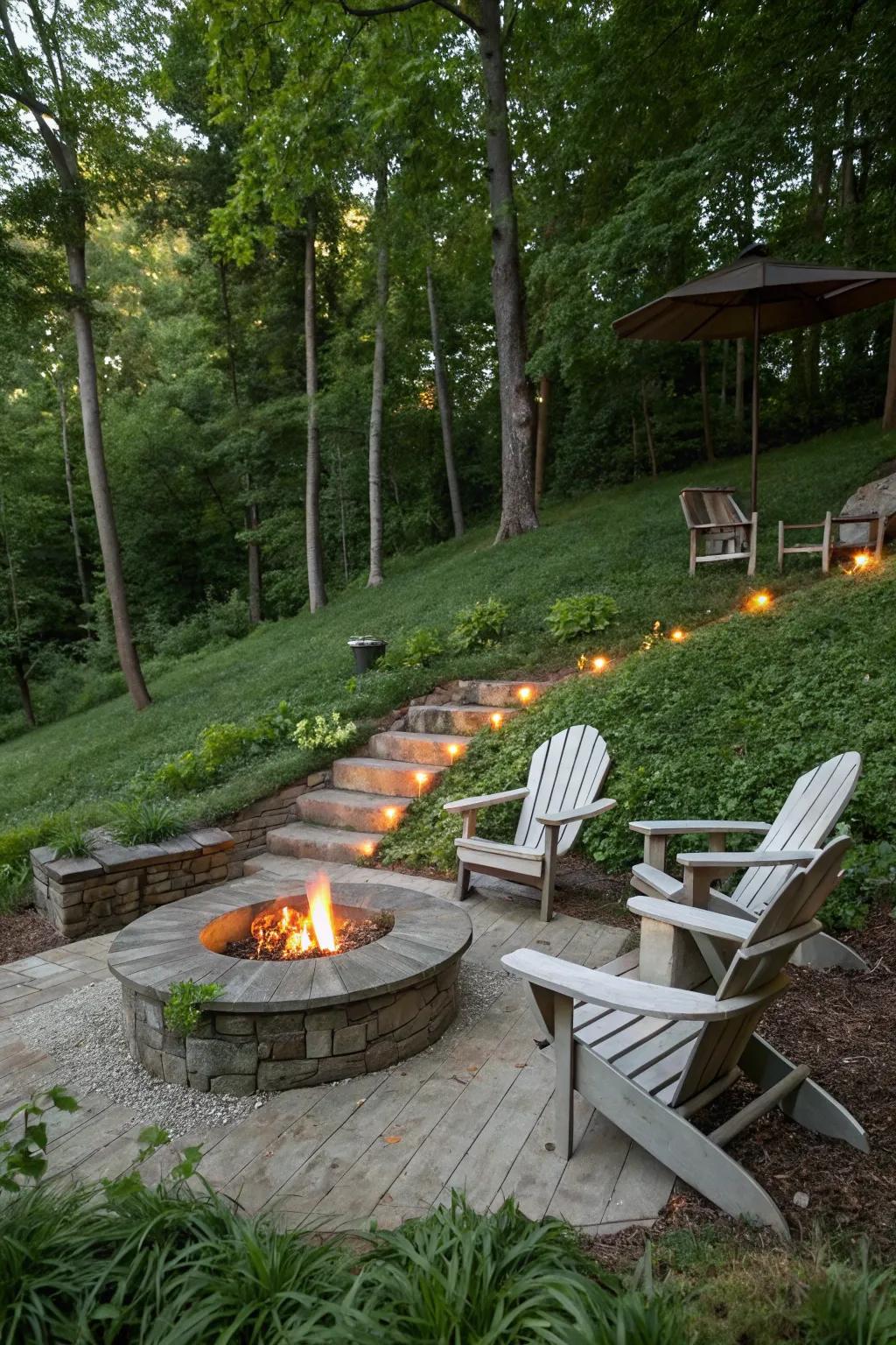 A hillside seating nook can become your favorite outdoor escape.