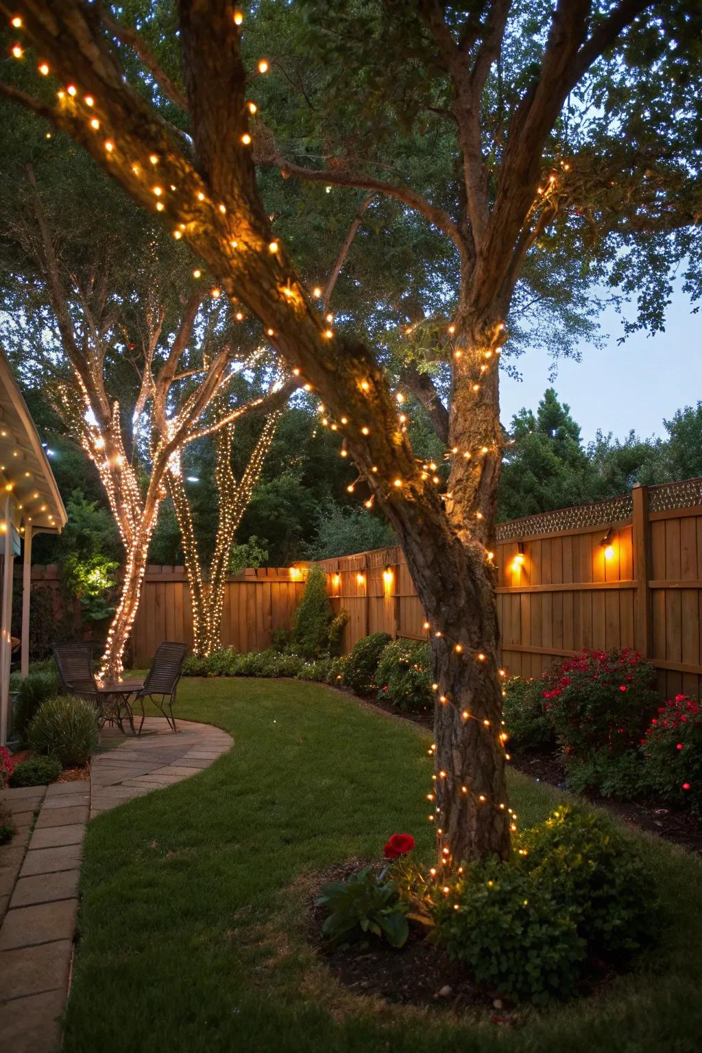 Tree illumination highlights the inherent allure of your backyard.