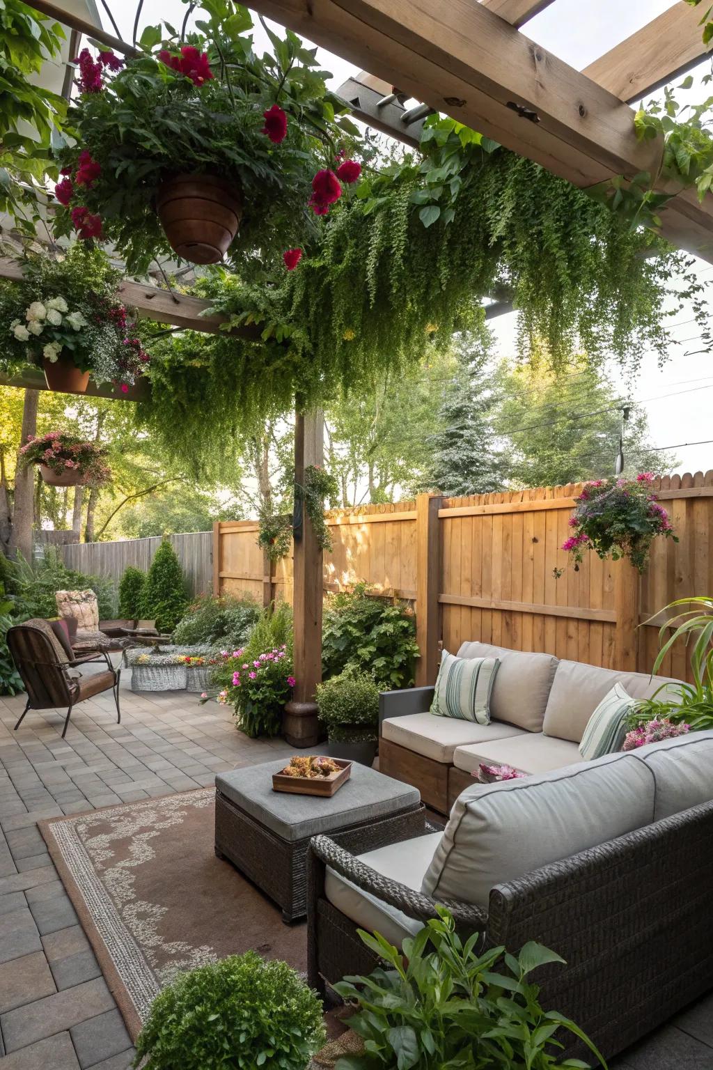 Integrate nature into your lounge with abundant greenery.