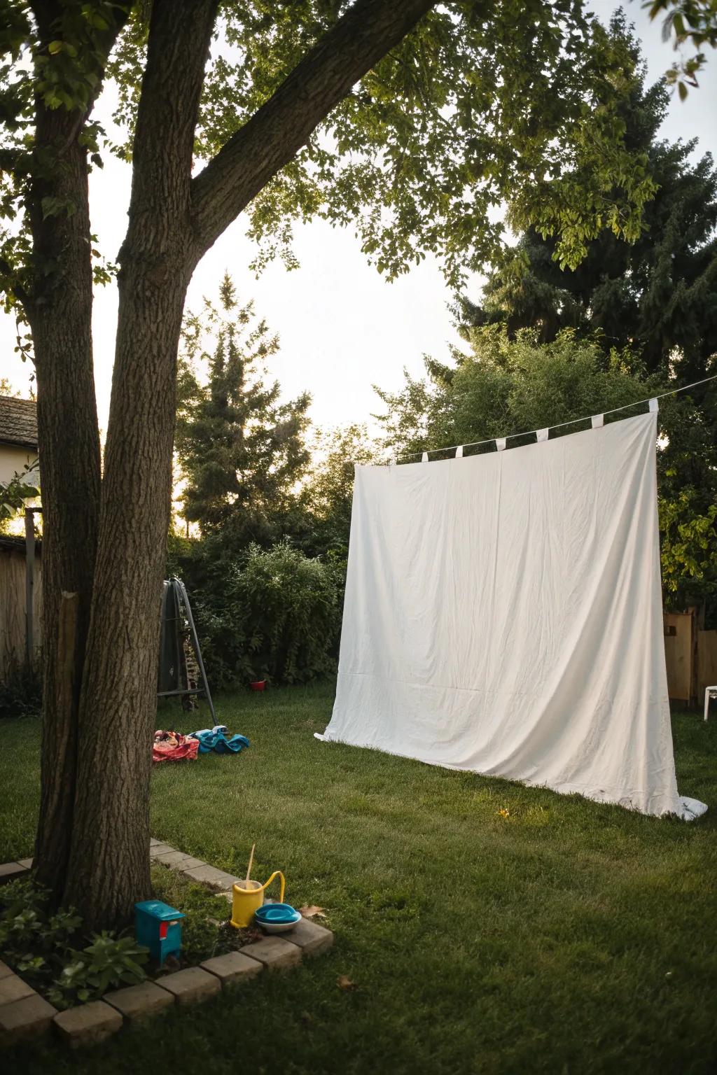 Construct an economical projector screen using a simple white cloth.