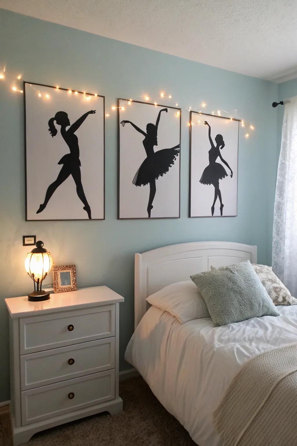 Ballet-inspired murals introduce sophistication and spark inspiration within the décor.