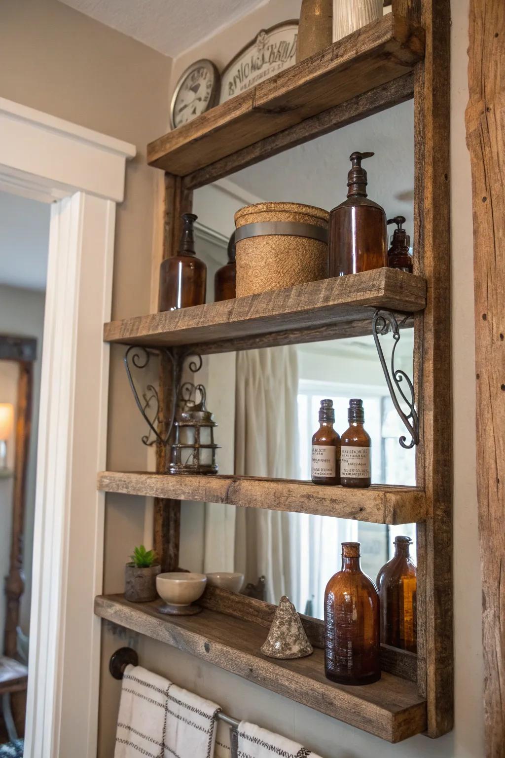 Rustic wood blends seamlessly with elegance in this welcoming bar arrangement.