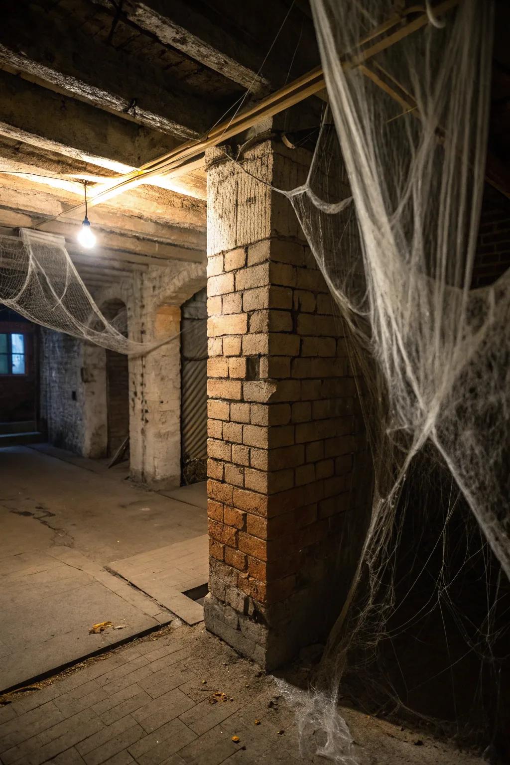 Use fake webs to intensify the haunted house impression.