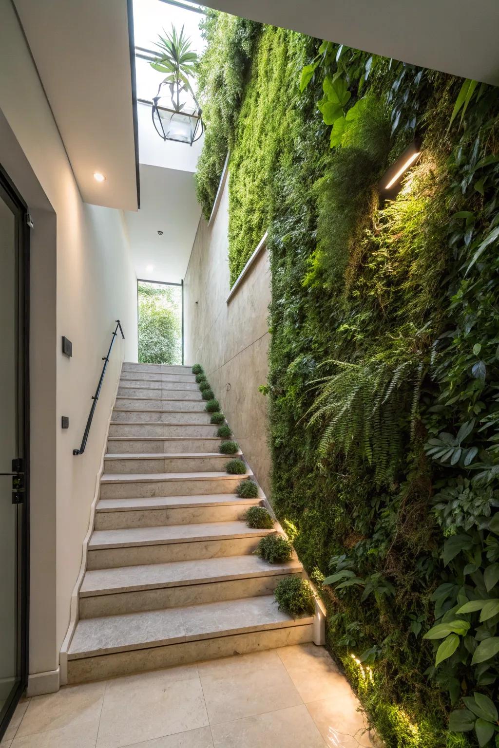 A living wall is capable of transmuting your basement steps into an eco-friendly refuge.