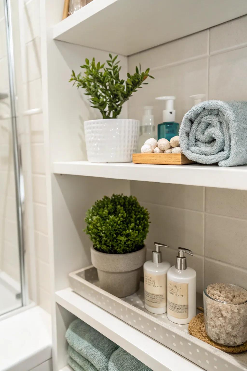 Greenery brings life to bathroom interiors.