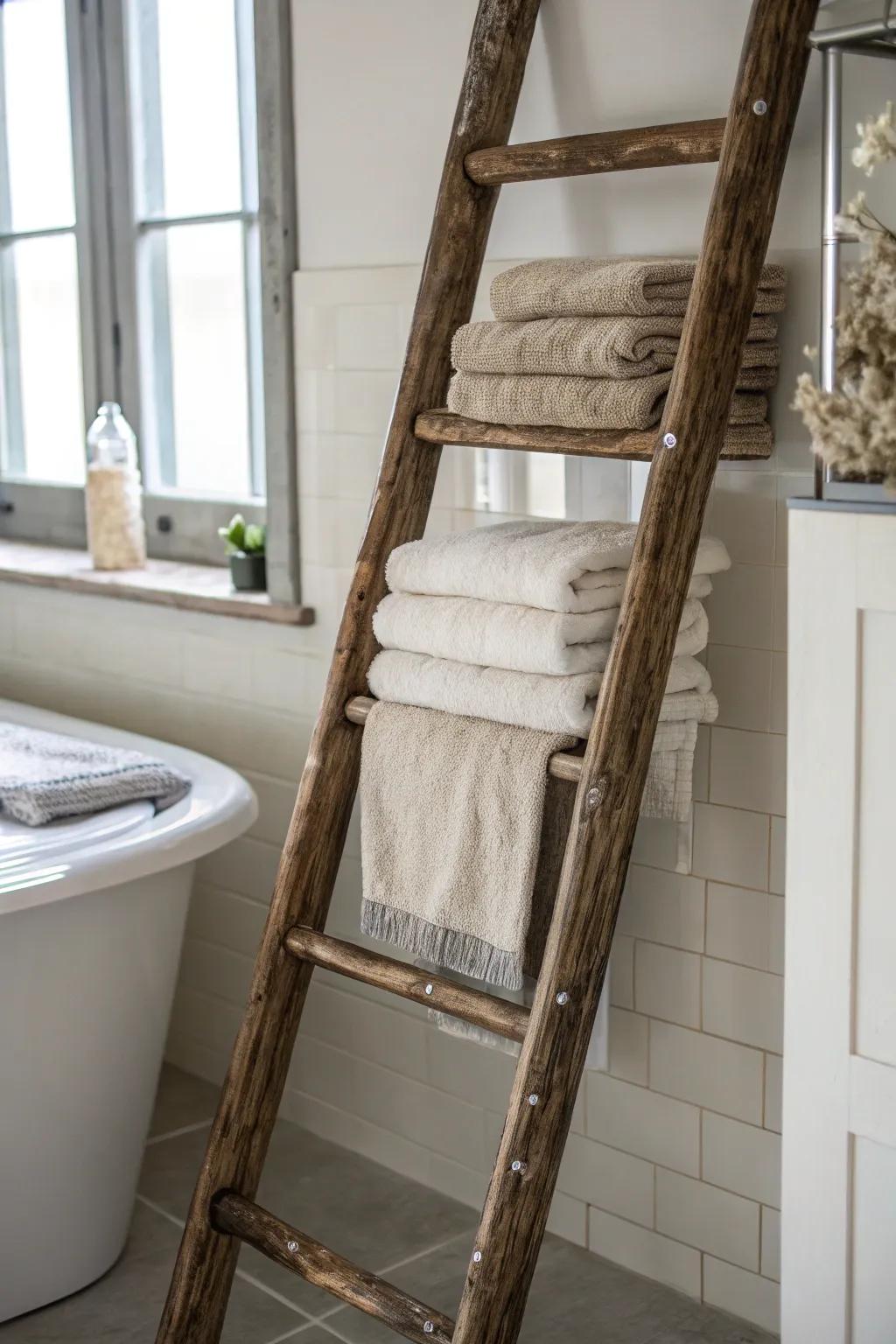 Upright ladder-form fixtures intermingle unrefined allure with contemporary utility.