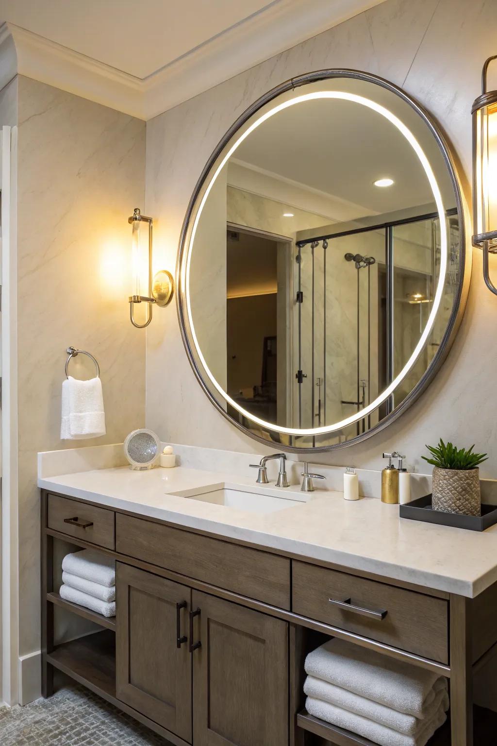 An eye-catching mirror marries functionality with decoration.