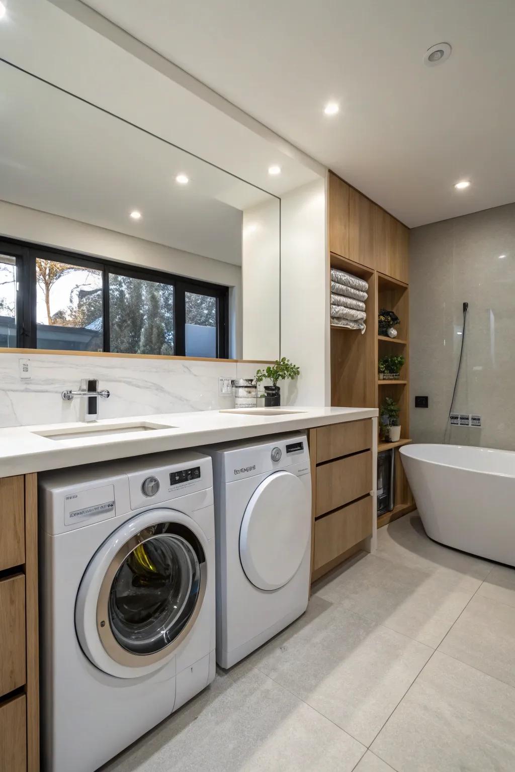 Appliances placed under the counter for a seamless, refined appearance.