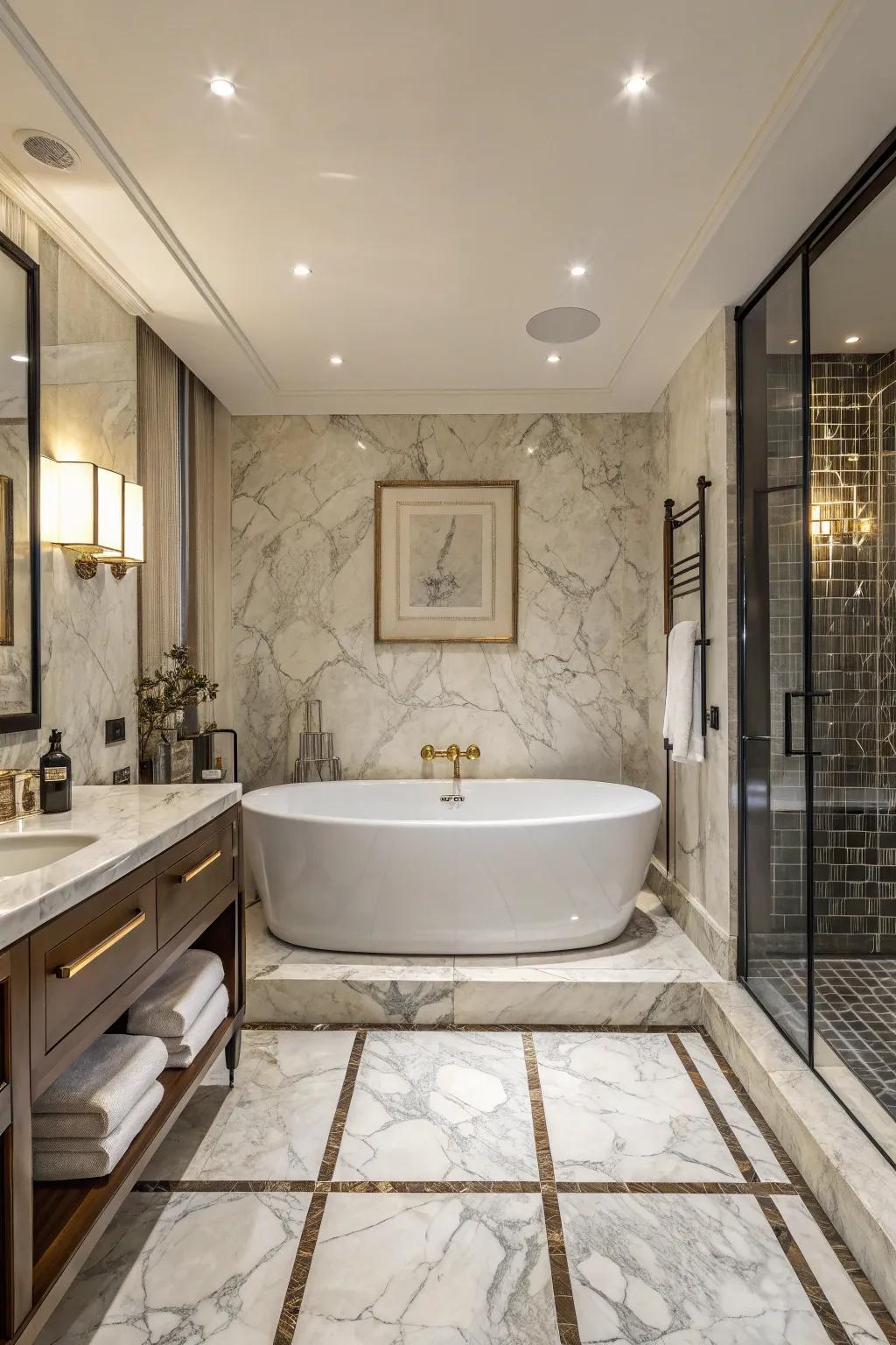 Marble and high-end tiles can change your bathroom into a luxurious retreat.