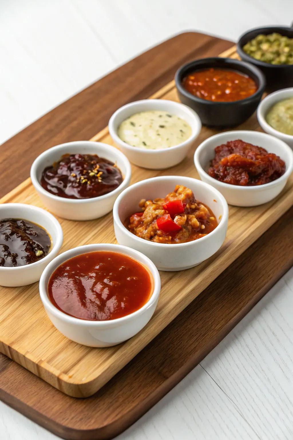 A spectrum of dips introduces taste and enjoyment to your presentation