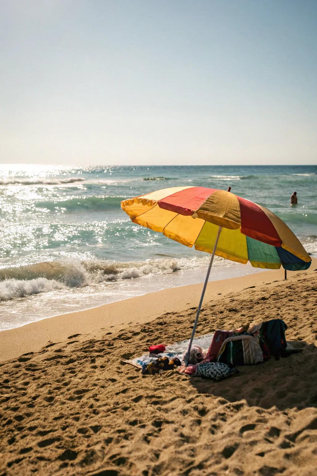 Classic beach umbrellas deliver simple, effective sun protection.