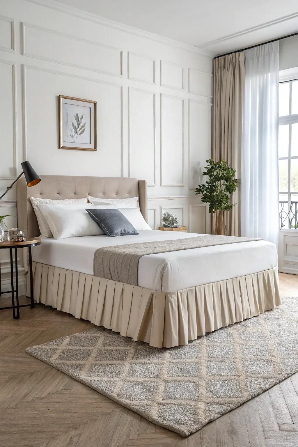 Straight borders and muted colors establish a pristine and contemporary visual.