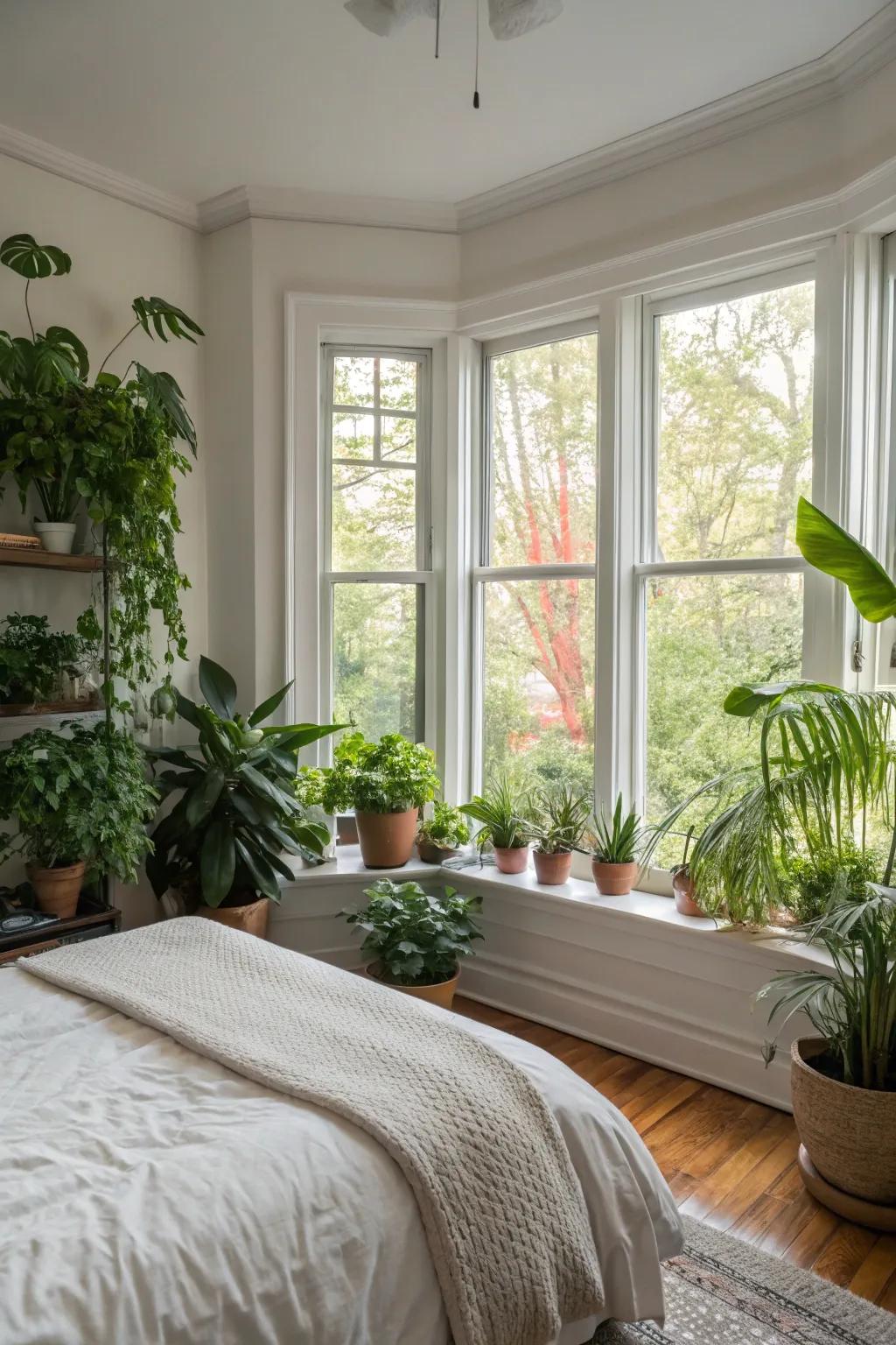 Turn your bay window into a mini garden for a sprinkle of nature.