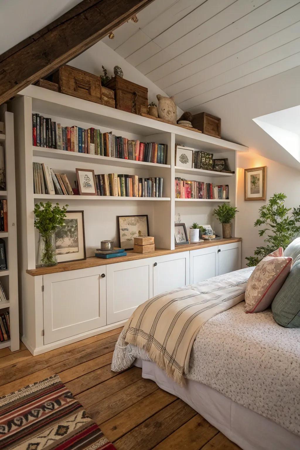 Shelving blends form and function in your loft area.